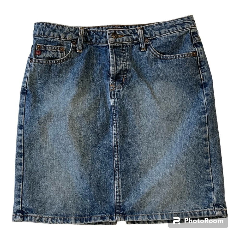 Vintage LEI Button Fly Denim Mini Skirt Blue Size 9